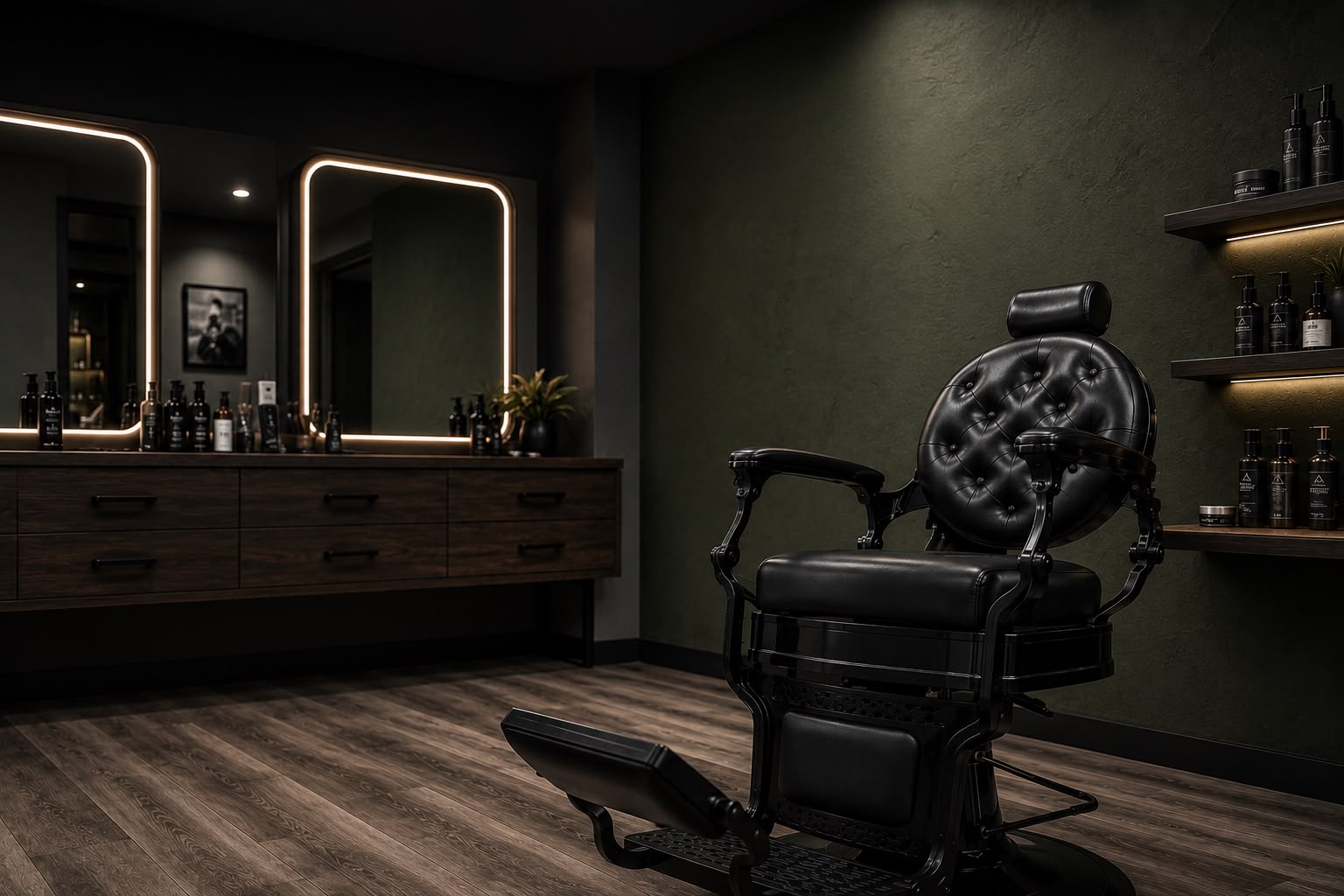 Inside APEX — warm wood, soft light, classic chairs