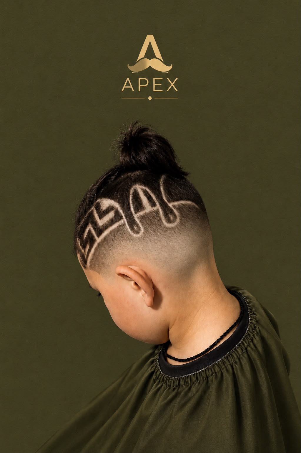 Haircut work — freestyle hair design with top knot